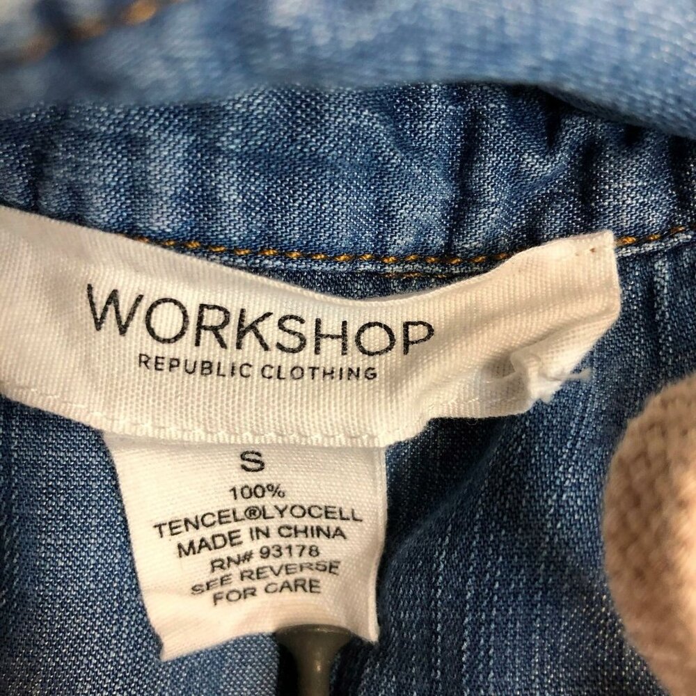 Workshop Republic Jean Shirt Womens S Tencil Blue Denim Top Pullover Boho Long S - Picture 8 of 9